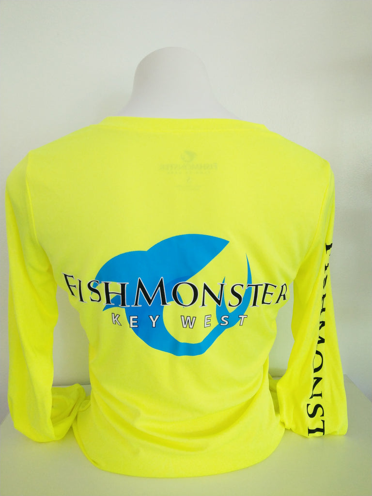 Women's Performance Fishmonster Fishing Long Sleeve Shirt Shock Yellow