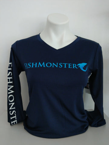 Women's Performance Fishmonster Fishing Long Sleeve Shirt Navy
