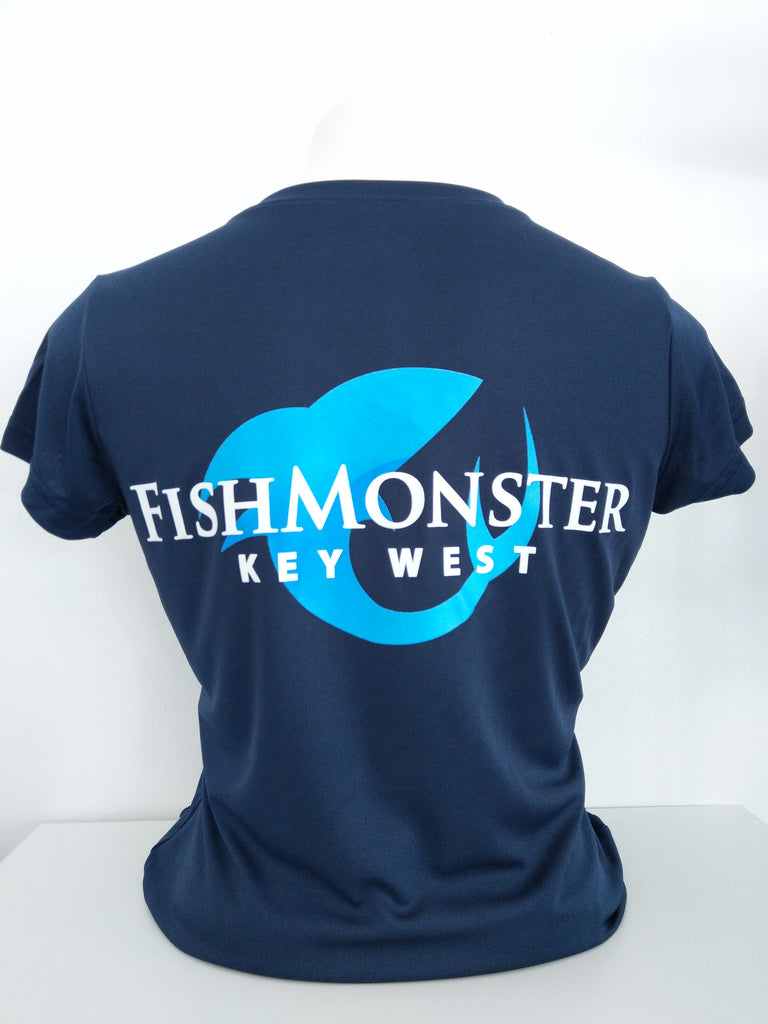 Fishmonster Women's Performance Fishing Shirt Short Sleeve Navy SPF 55