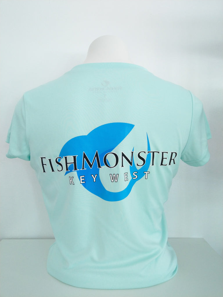 Fishmonster Women's Performance Fishing Shirt Short Sleeve Seafoam SPF 55