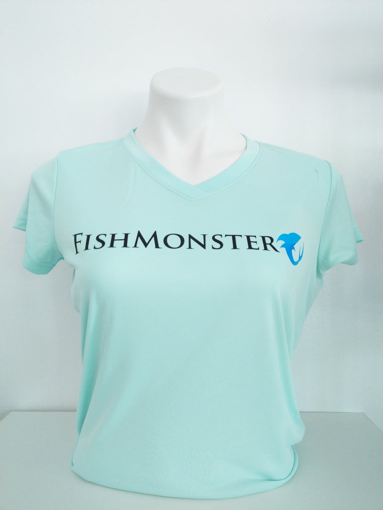 Fishmonster Women's Performance Fishing Shirt Short Sleeve Seafoam SPF 55
