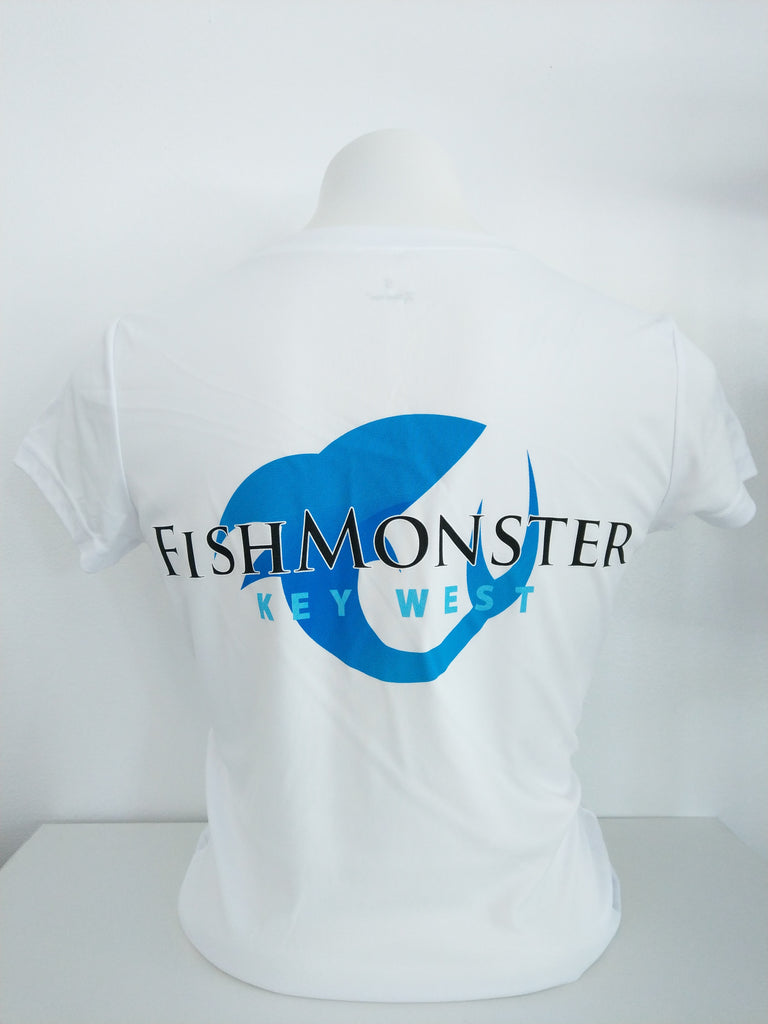 Fishmonster Women's Performance Fishing Shirt Short Sleeve White SPF 55