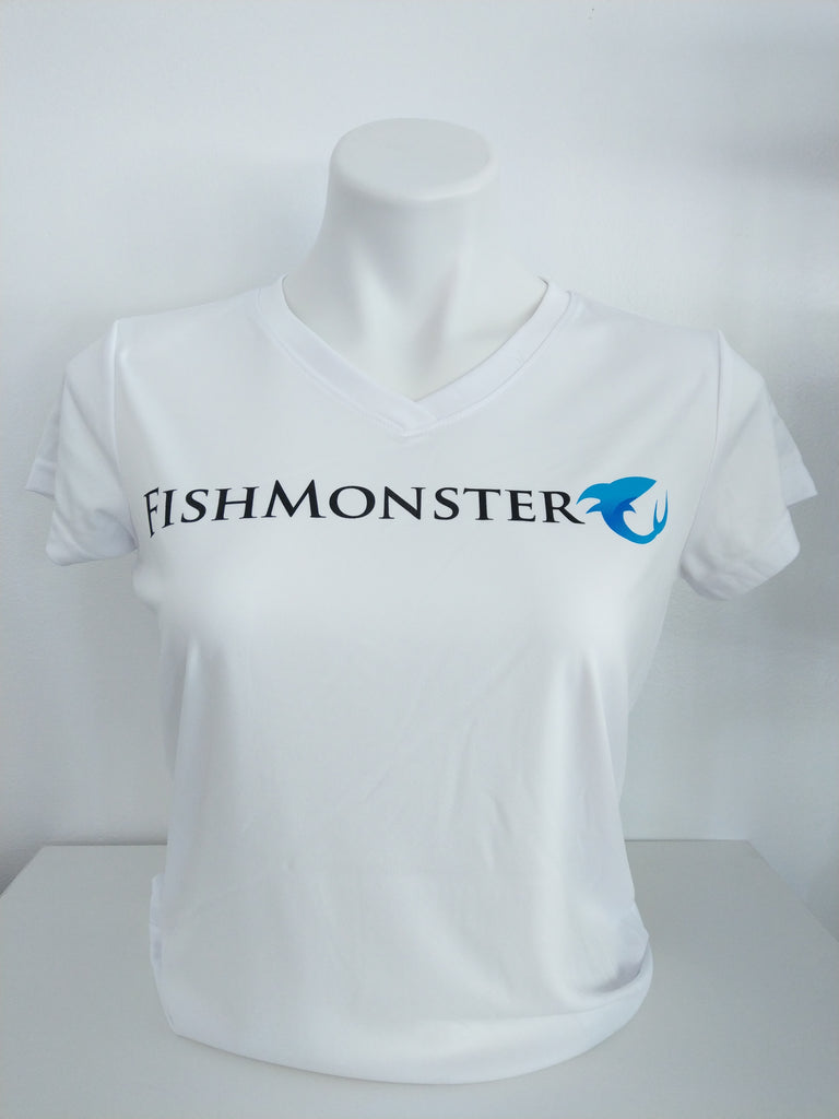 Fishmonster Women's Performance Fishing Shirt Short Sleeve White SPF 55