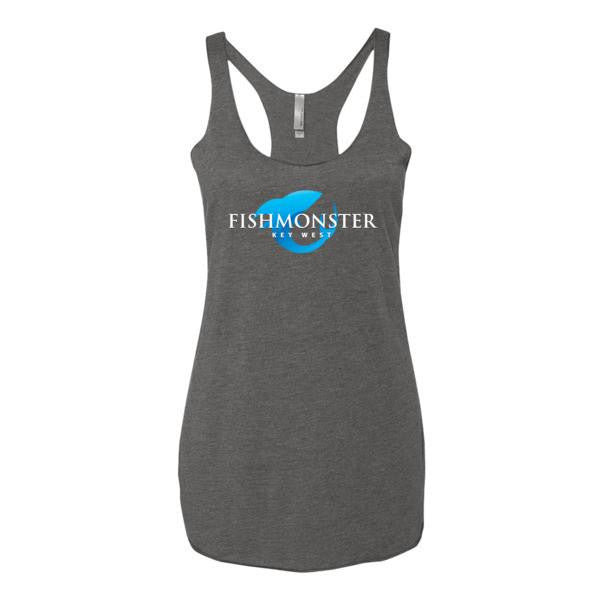 Women's Racerback Tank Fishmonster Fishing Charters Grey