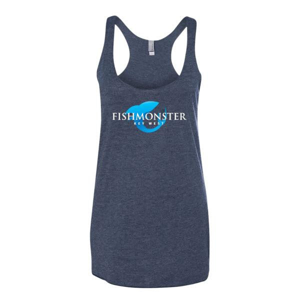 Women's Racerback Tank Fishmonster Fishing Charters Navy